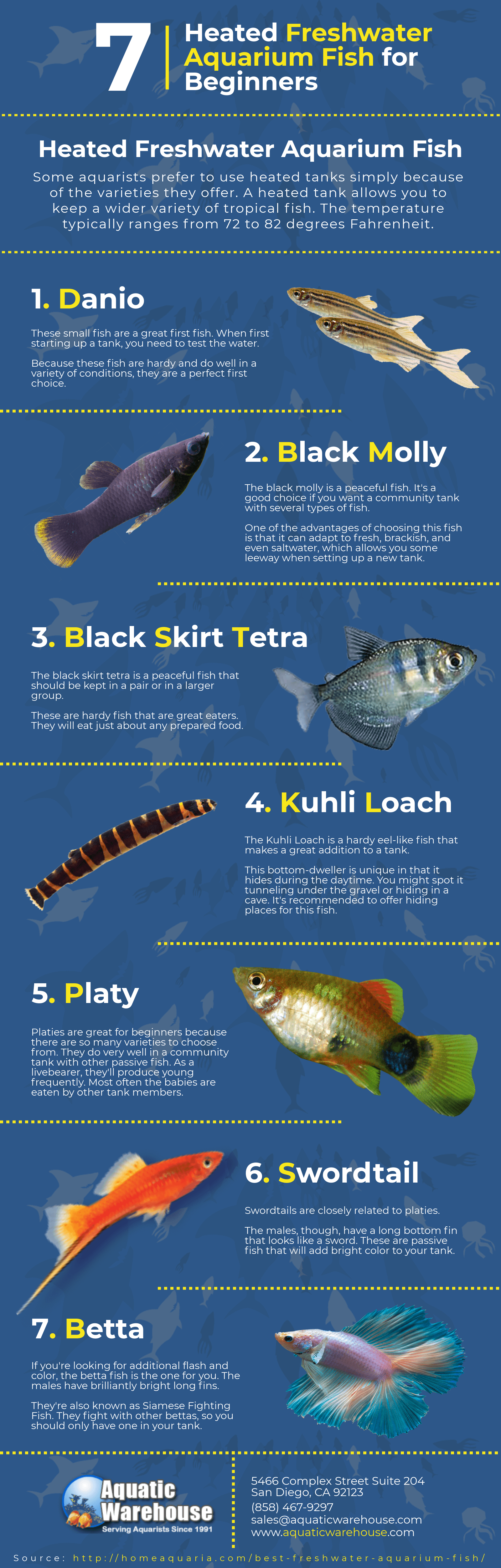 7 Heated Freshwater Aquarium Fish for Beginners [Infographic]